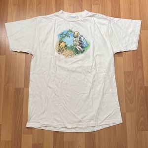 Vintage 90s Classic Pooh Disney Tultex Cream Cotton T Shirt Men XL Made in USA